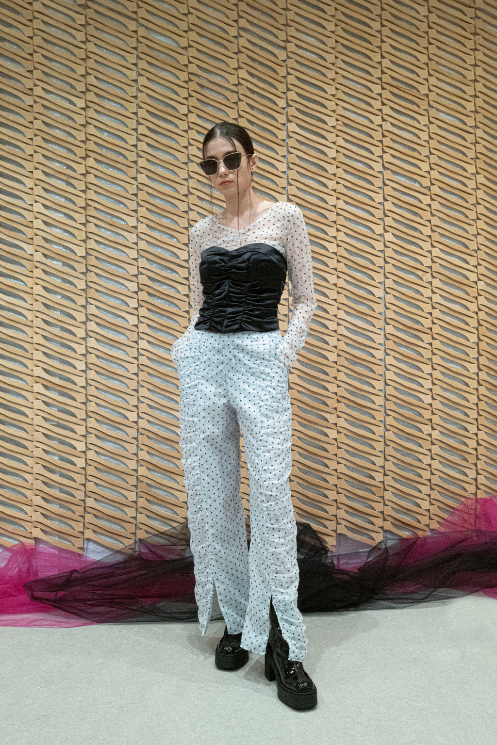 Polka-dots Gathered Pants