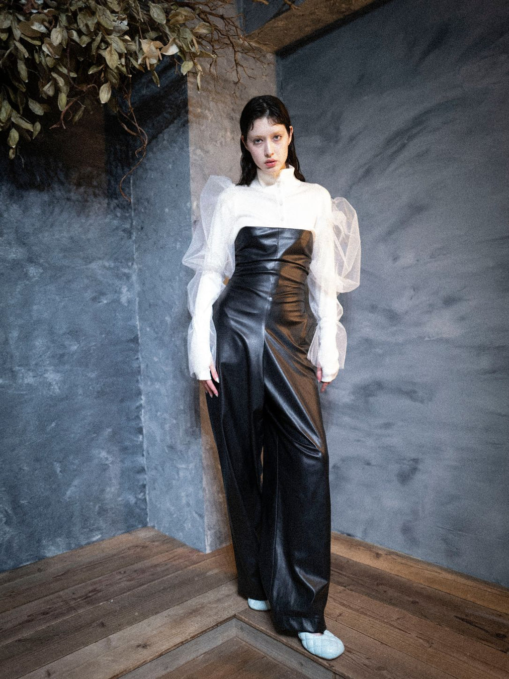 Tulle Layerd wool cardigan