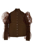 Tulle Layerd wool cardigan