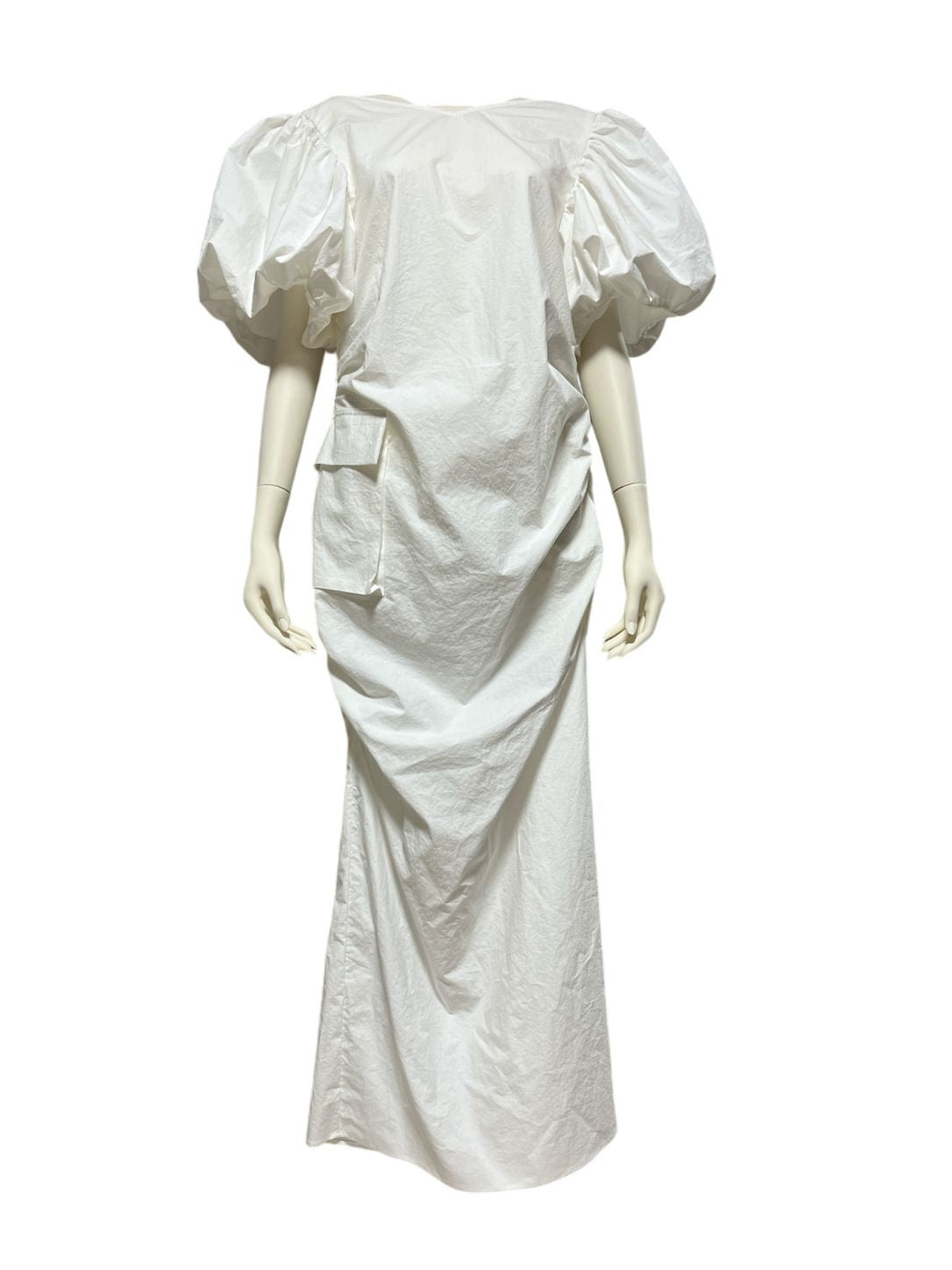 Side Slit Puff-Sleeve Dress