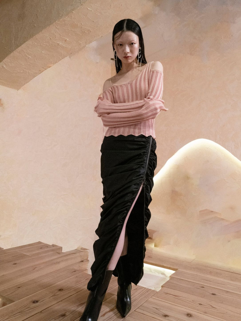 Dropped Shoulder Long-Sleeve Knit