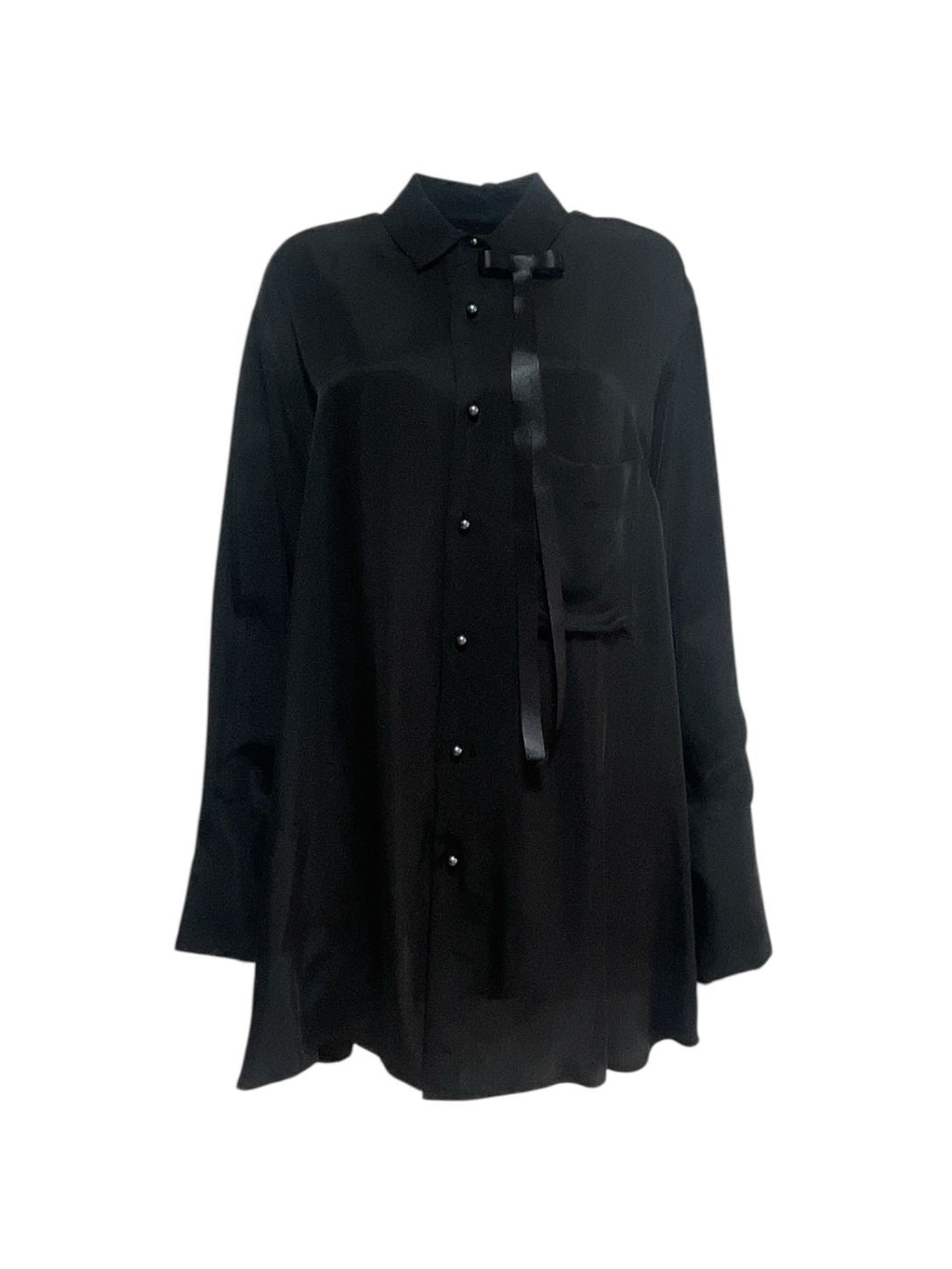 Ribbon Satin Over-sized Shirt