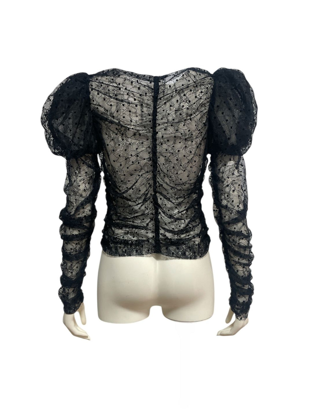 Dot Lace Puff-Sleeve Top