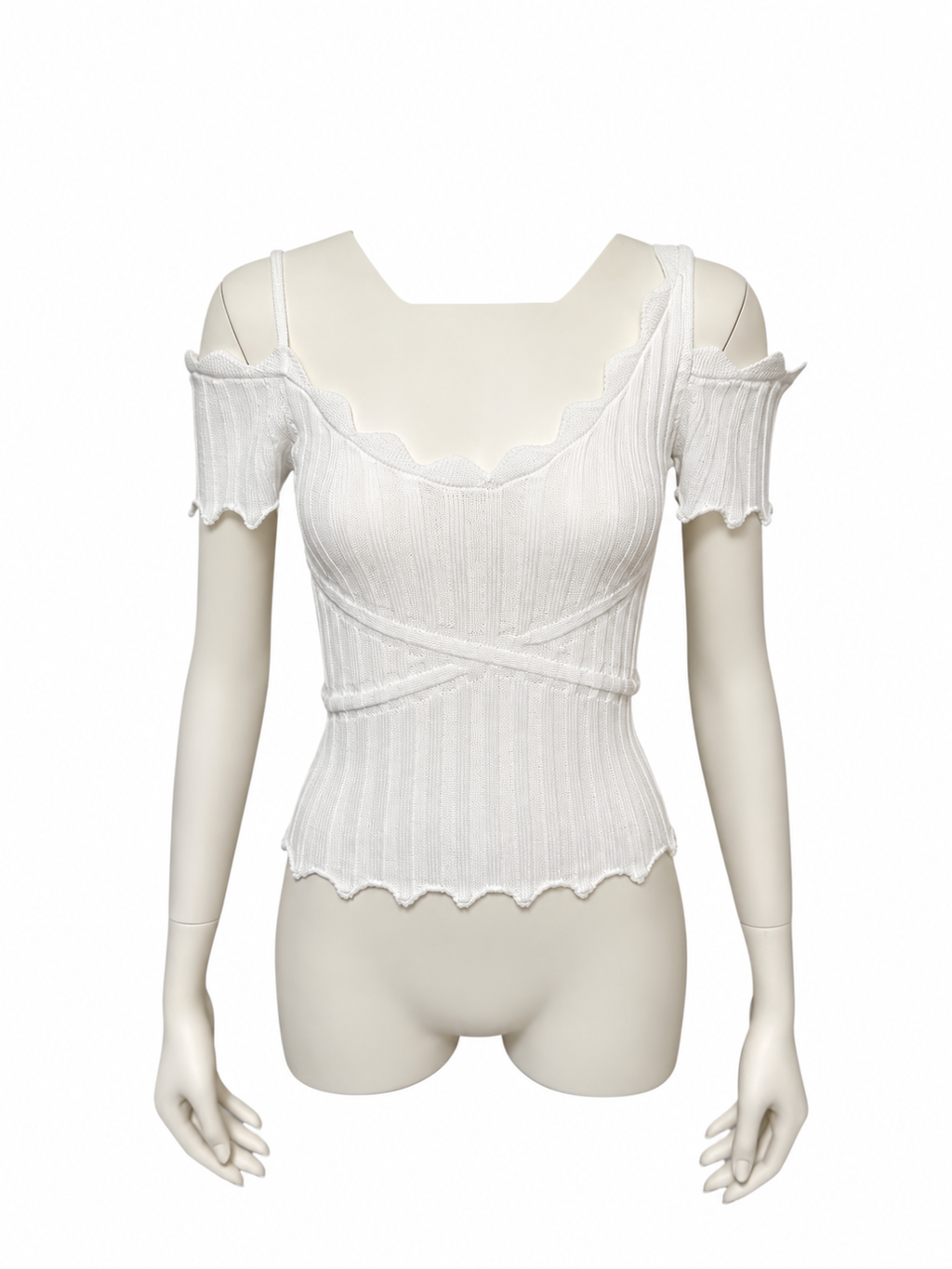 Dropped Shoulder Knit Top（WHT）
