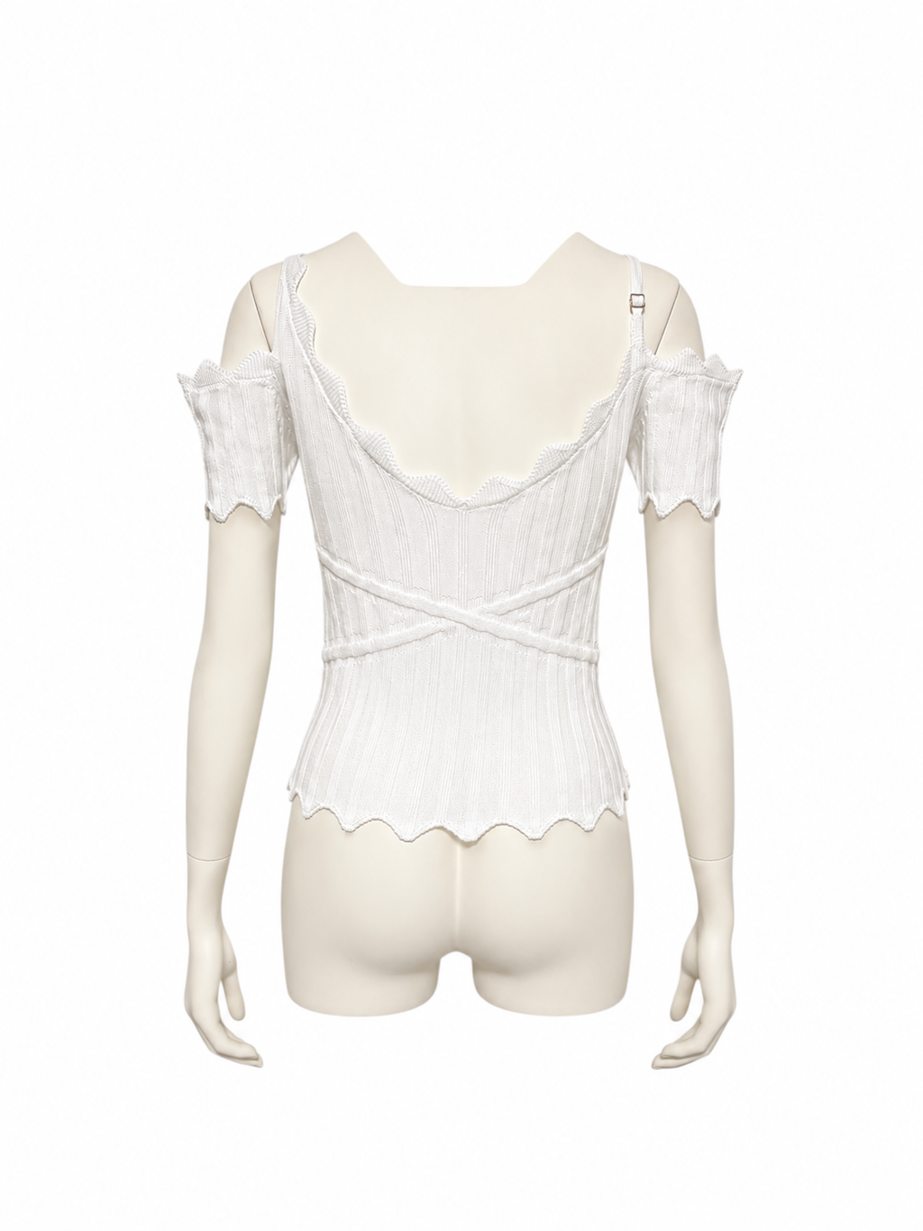 Dropped Shoulder Knit Top（WHT）