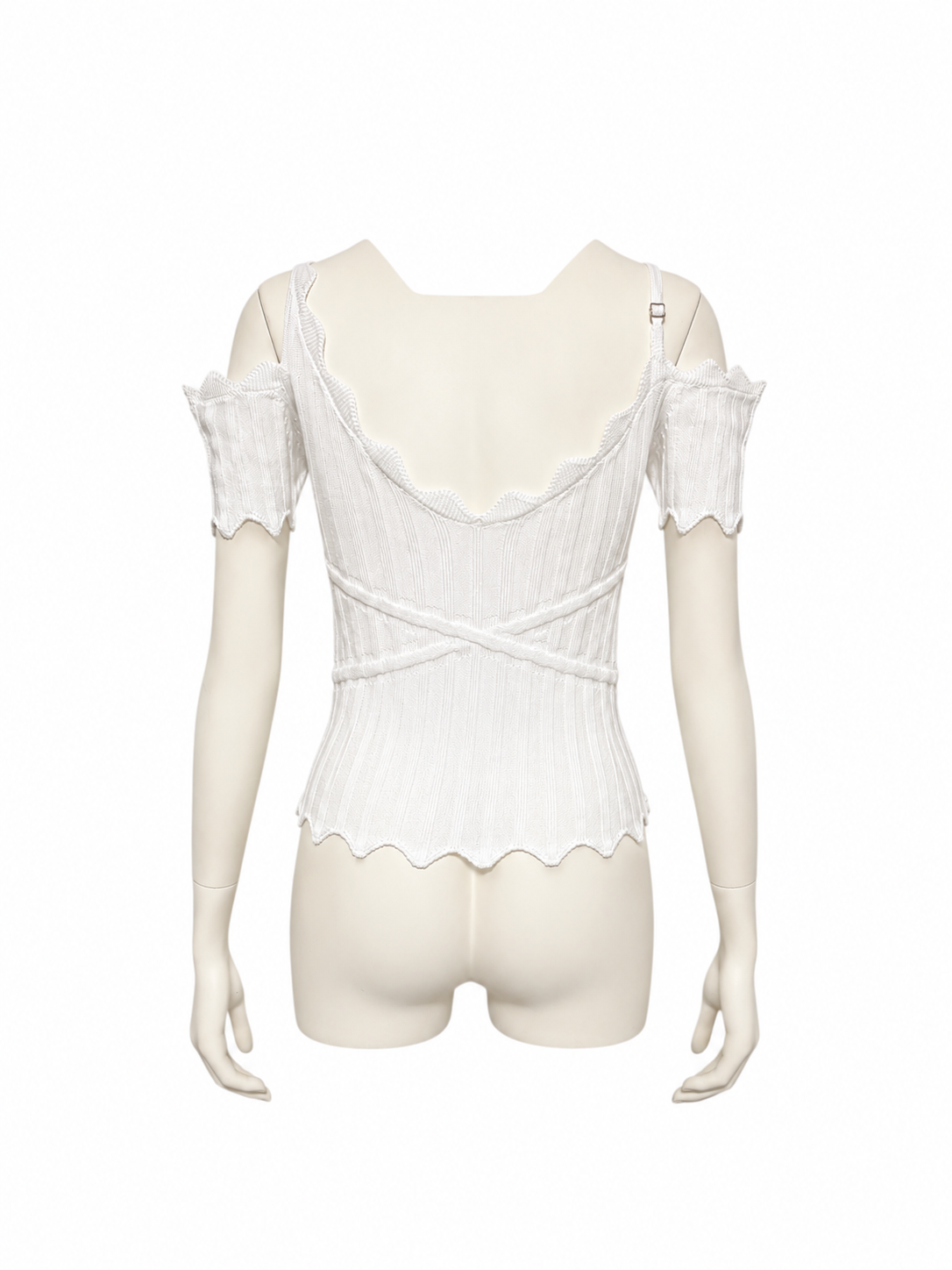 Dropped Shoulder Knit Top（WHT）