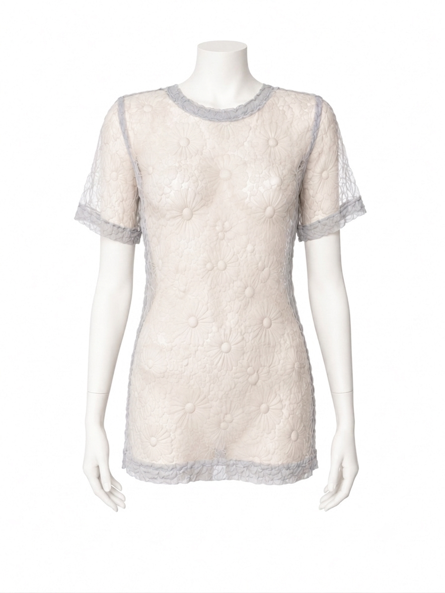 Flower Shrink Short Sleeve Tops