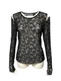 Bow Pattern Lace Long-sleeve Top