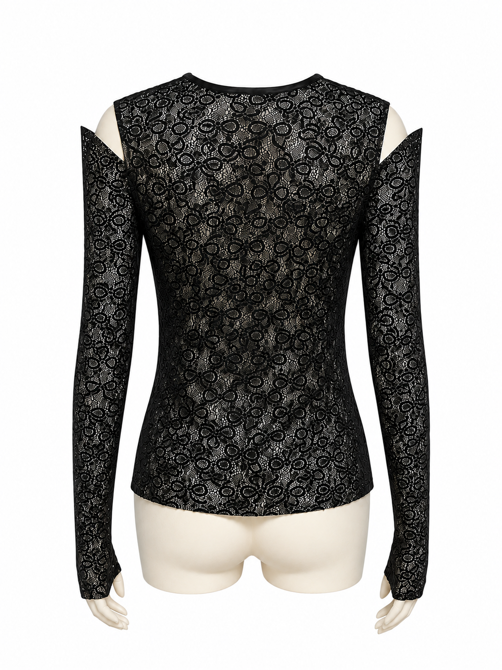 Bow Pattern Lace Long-sleeve Top