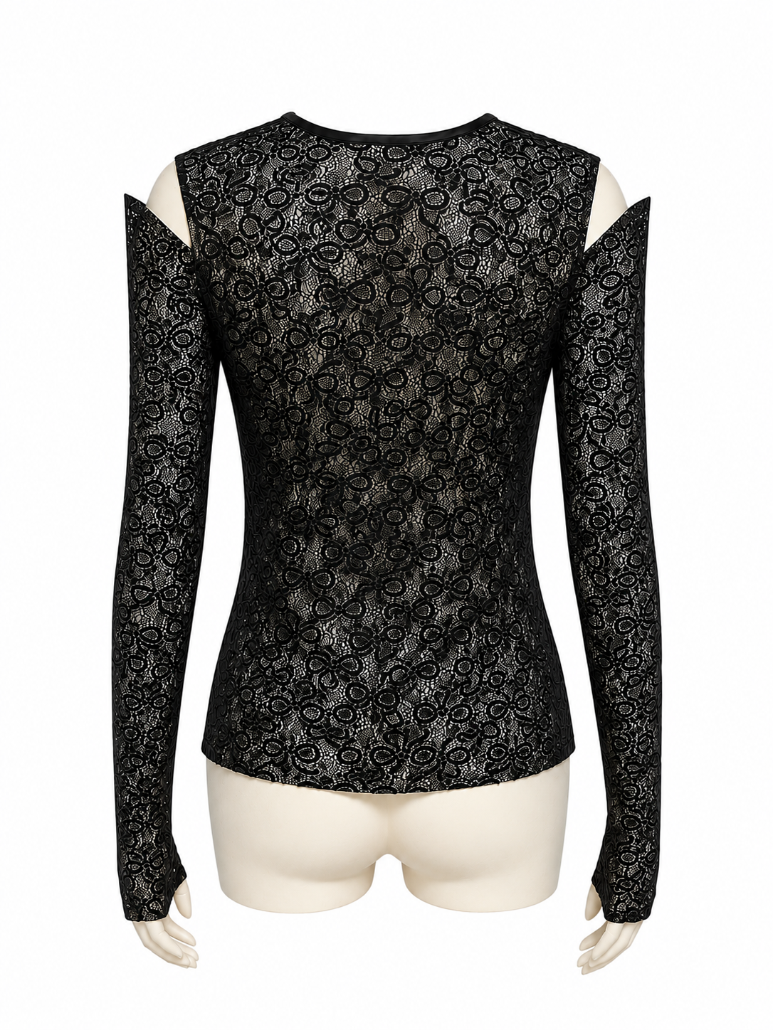 Bow Pattern Lace Long-sleeve Top