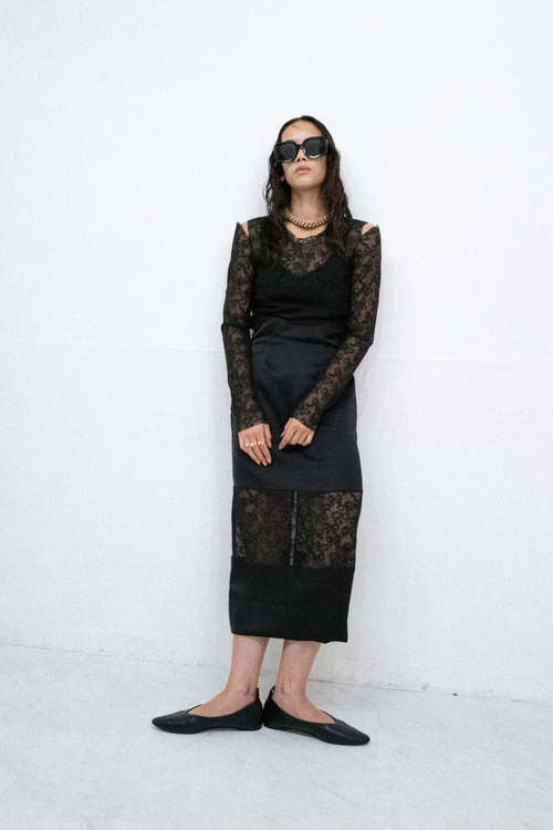 Bow Pattern Lace Long-sleeve Top