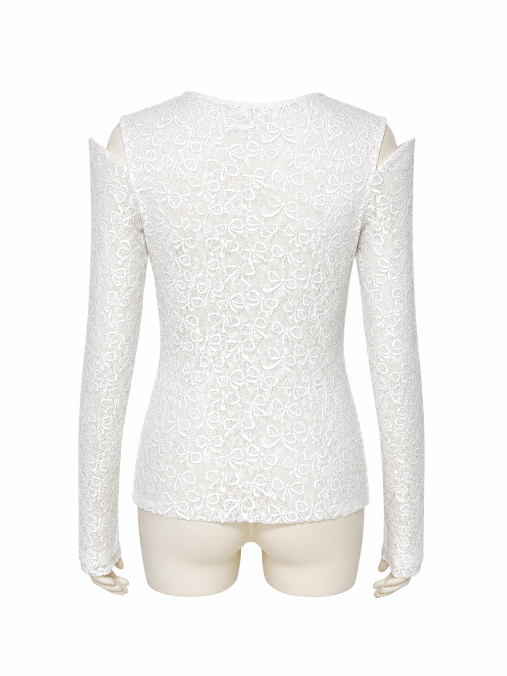 Bow Pattern Lace Long-sleeve Top