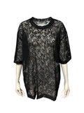 Bow Pattern Lace Over Size  Embroidery  T-shirt
