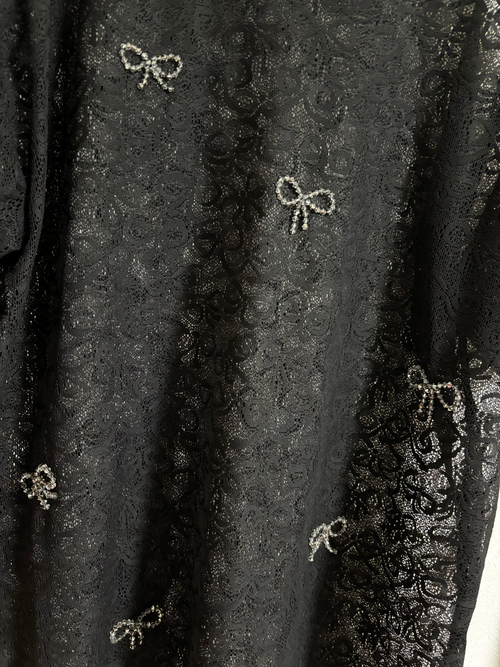 Bow Pattern Lace Over Size  Embroidery  T-shirt