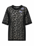 Bow Pattern Lace Over Size  Embroidery  T-shirt