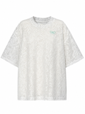 Bow Pattern Lace Over Size  Embroidery  T-shirt