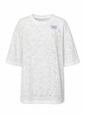 Bow Pattern Lace Over Size Embroidery T-shirt