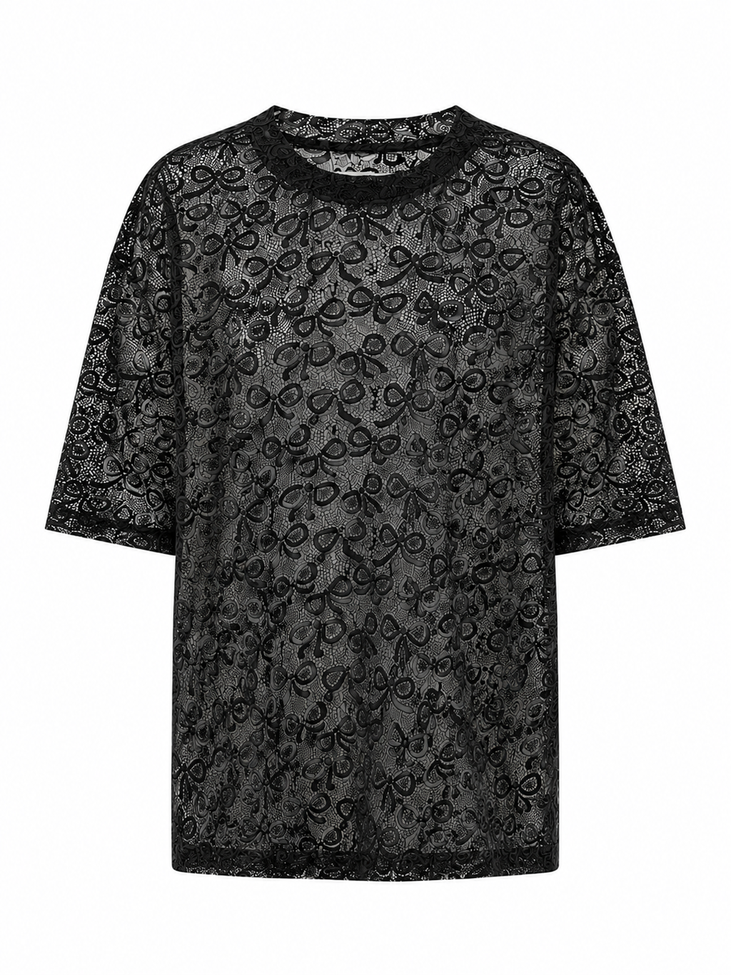 Bow Pattern Lace Over Size T-shirt