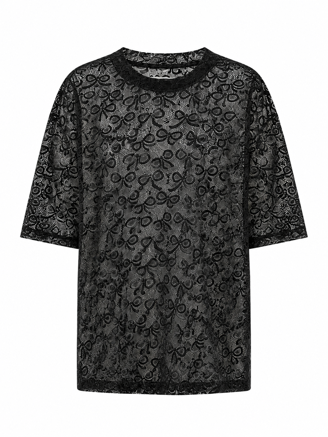 Bow Pattern Lace Over Size T-shirt