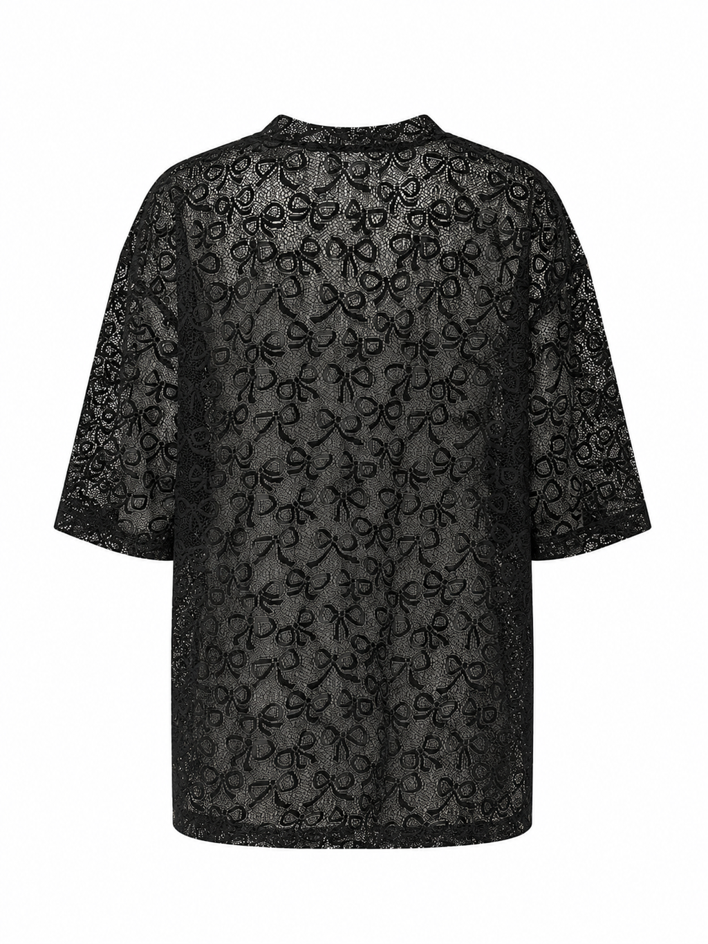 Bow Pattern Lace Over Size T-shirt
