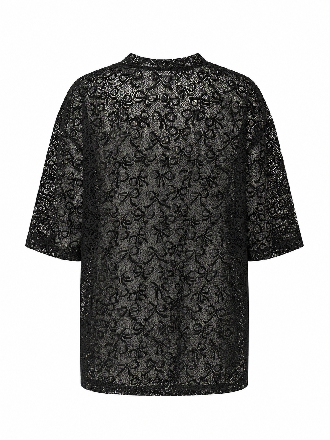 Bow Pattern Lace Over Size T-shirt