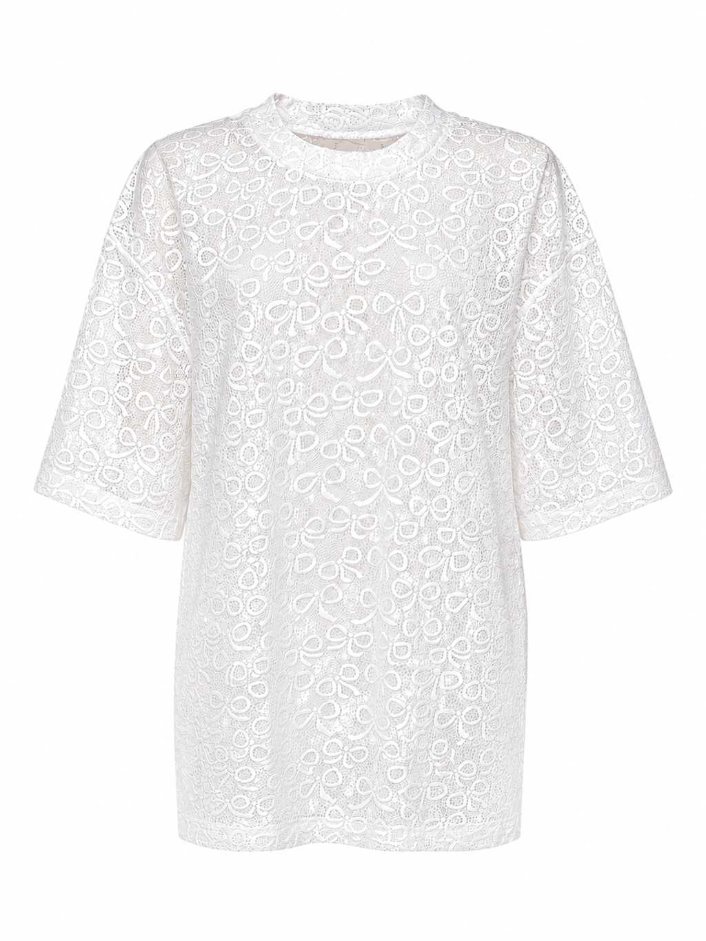 Bow Pattern Lace Over Size T-shirt