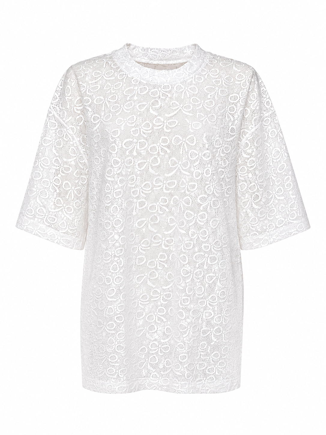 Bow Pattern Lace Over Size T-shirt