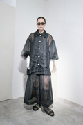 Tulle Stand-collar Pearl Coat