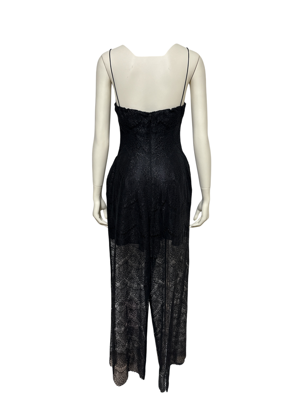 【Pre-Order】Scalloped Foiled Lace Jumpsuit（BLK）