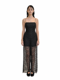 【Pre-Order】Scalloped Foiled Lace Jumpsuit（BLK）