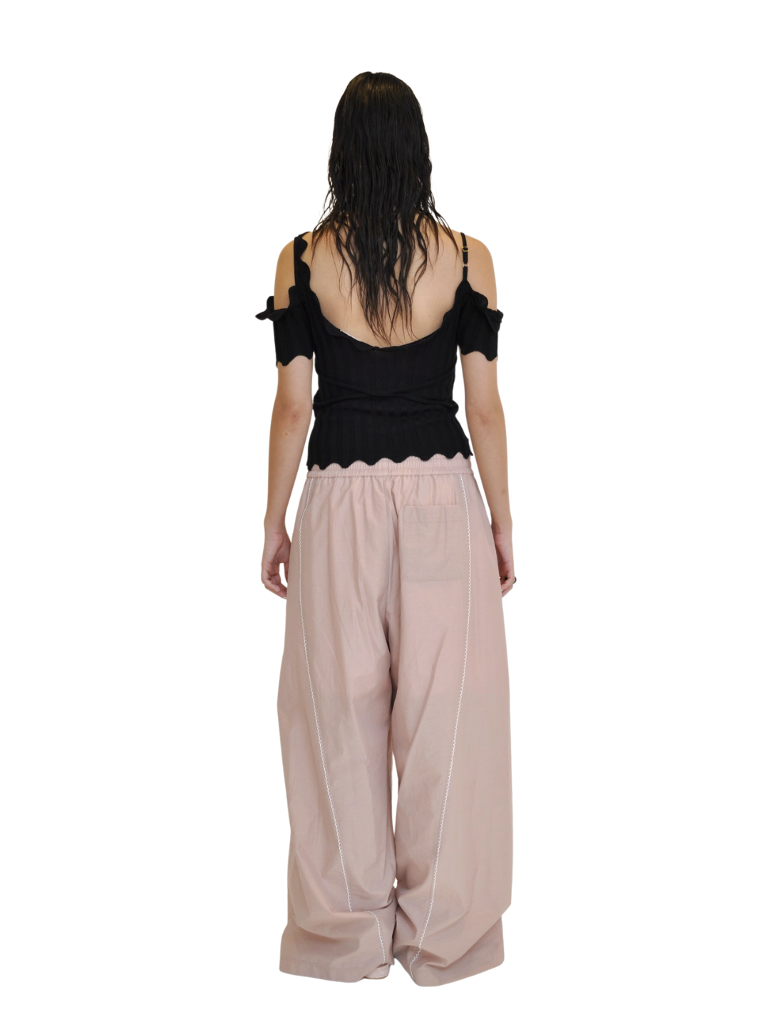 【Pre-Order】Dropped Shoulder Knit Top（BLK）