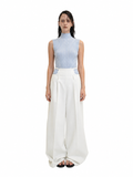 【Pre-Order】No-Sleeve Striped Rib Knit Top（BLU）