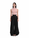 【Pre-Order】No-Sleeve Striped Rib Knit Top（PNK）