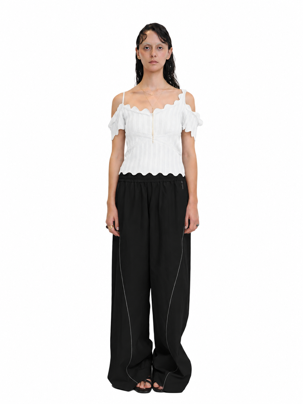 【Pre-Order】Curved Seam Nylon Pants（BLK）