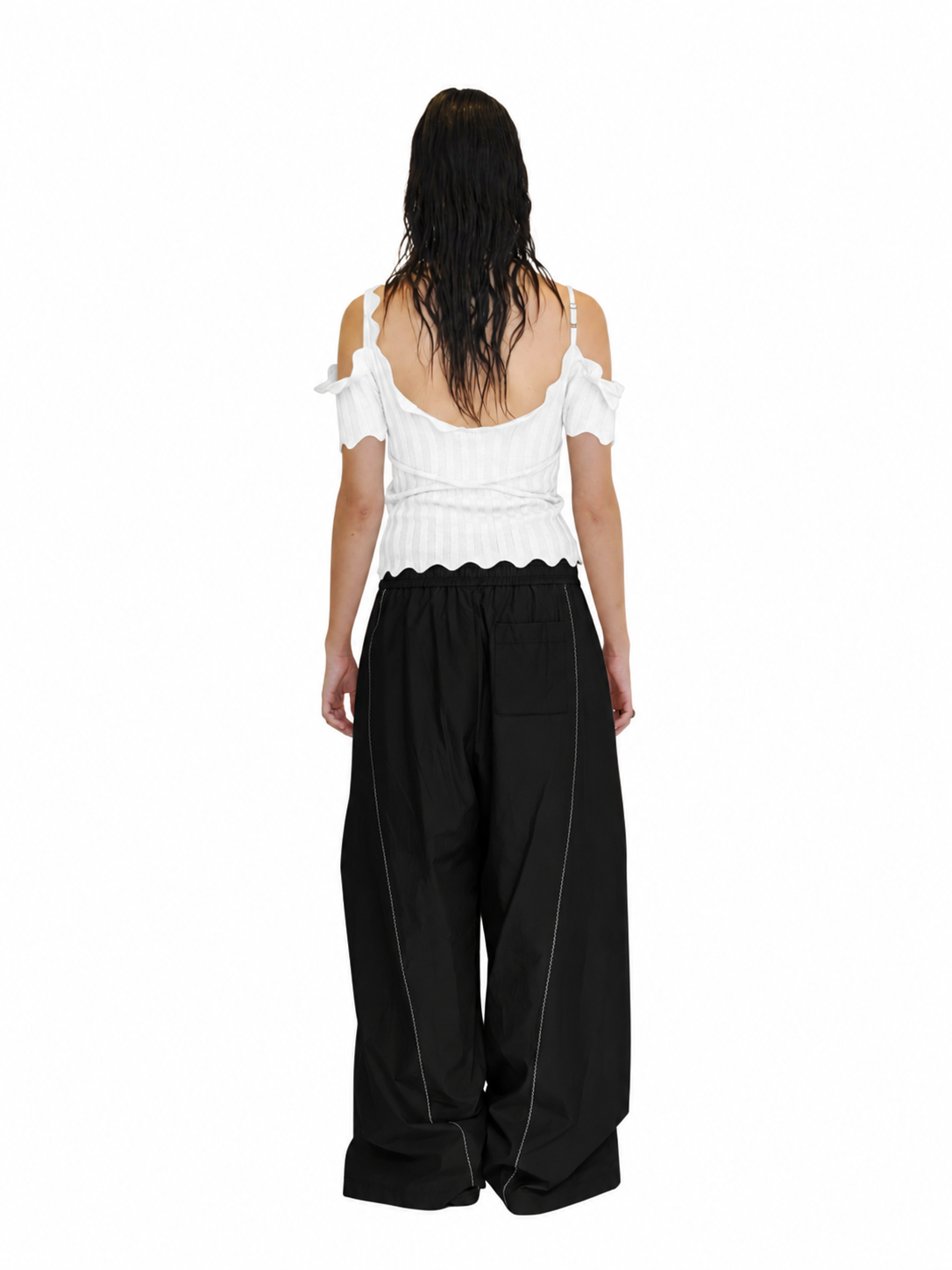 【Pre-Order】Curved Seam Nylon Pants（BLK）