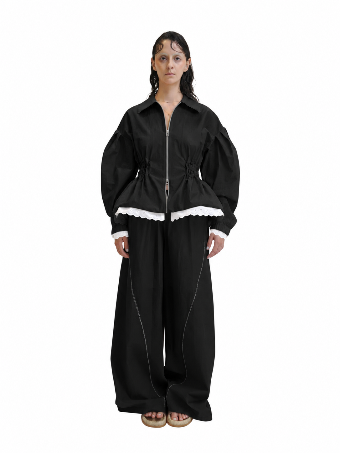 【Pre-Order】Curved Seam Nylon Pants（BLK）
