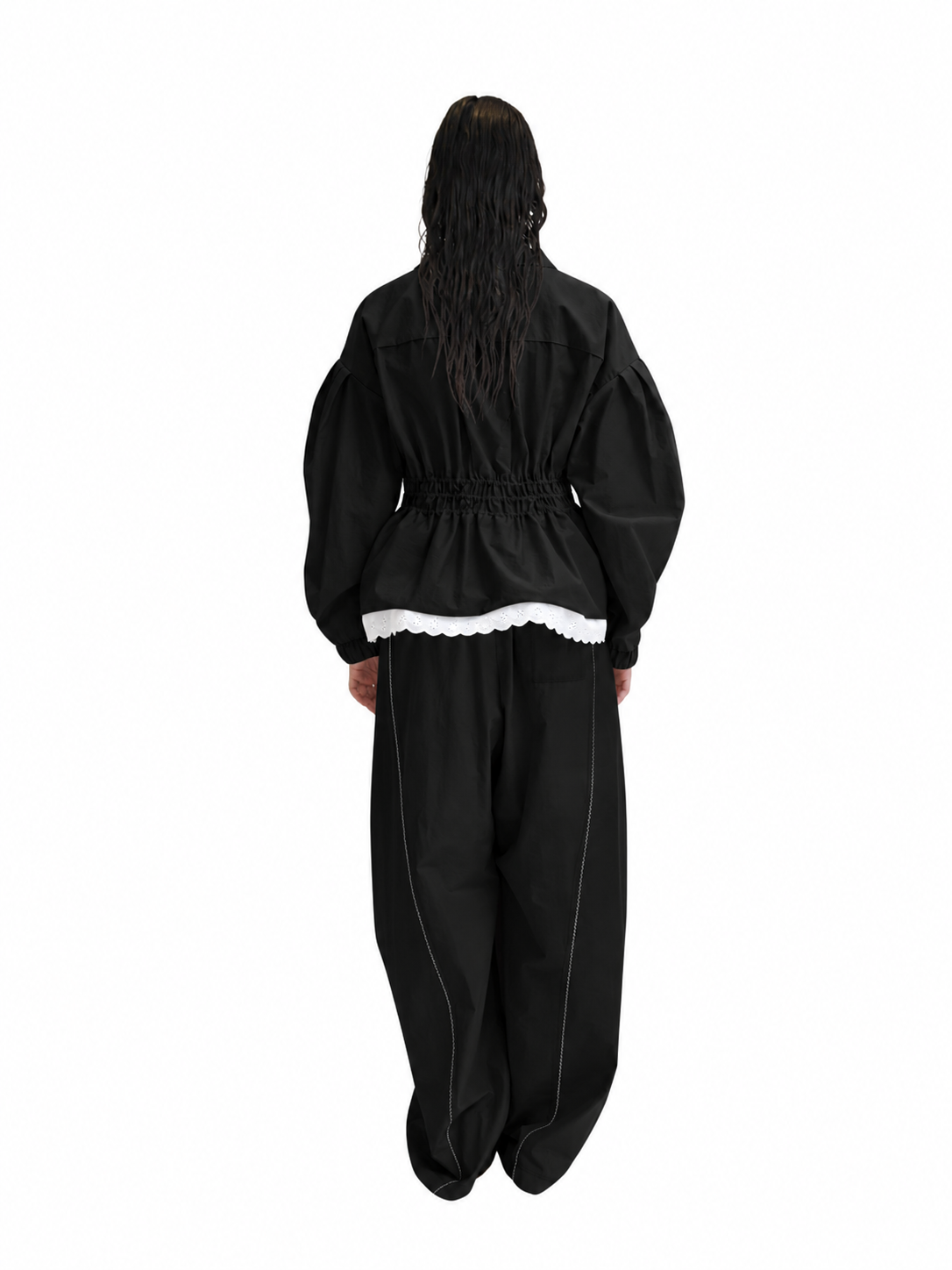 【Pre-Order】Curved Seam Nylon Pants（BLK）