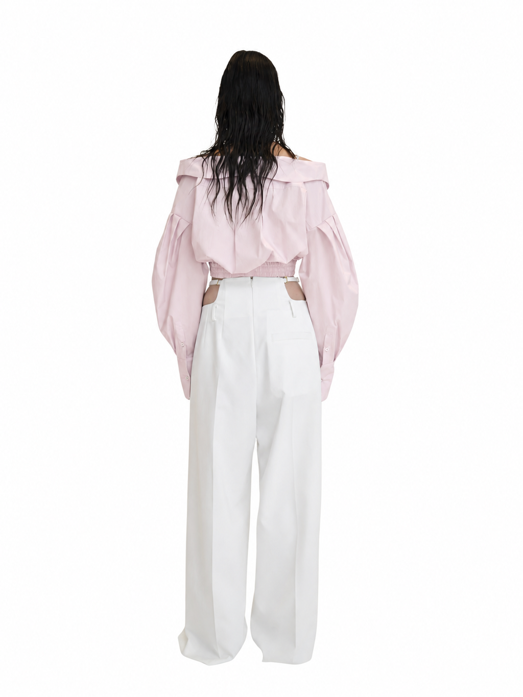 【Pre-Order】Off-Shoulder Cropped Shirt（PNK）