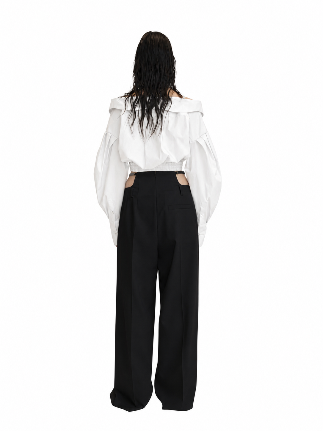 【Pre-Order】Off-Shoulder Cropped Shirt（WHT）