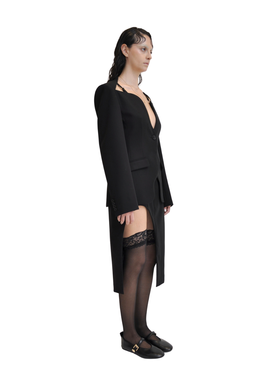 【Pre-Order】Curved Overlay Skirt（BLK）