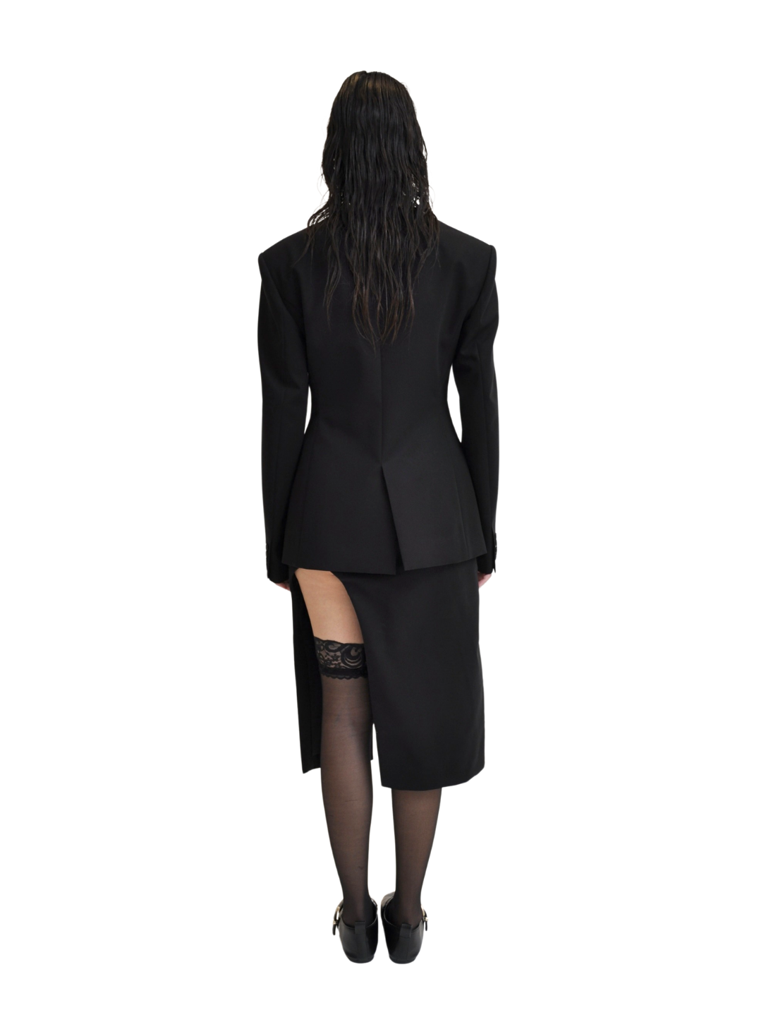 【Pre-Order】Curved Overlay Skirt（BLK）