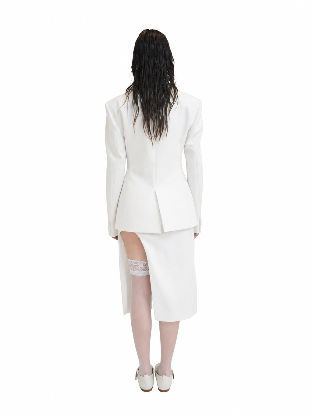 【Pre-Ordar】Curved Overlay Skirt（WHT）