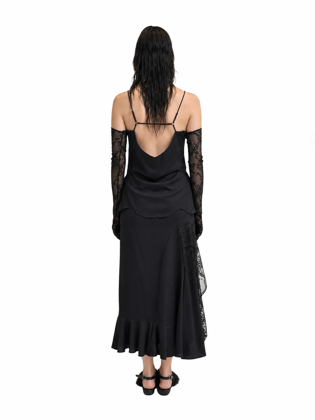 【Pre-Order】Satin Lace Skirt（BLK）