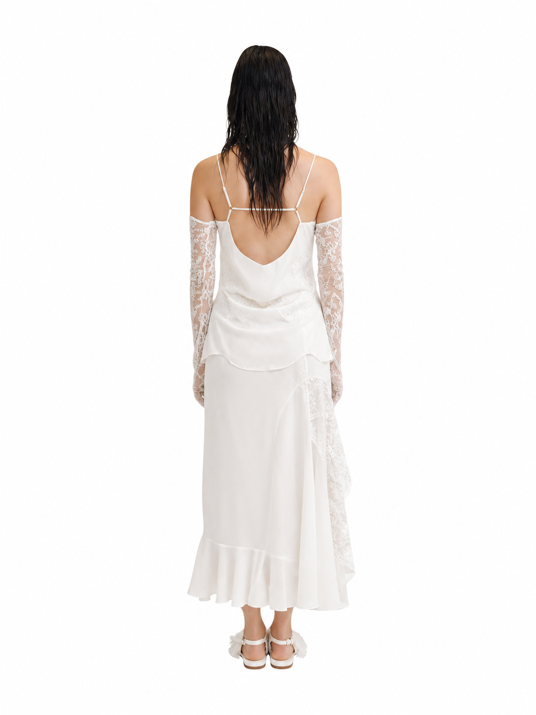 【Pre-Order】Satin Lace Skirt（WHT）