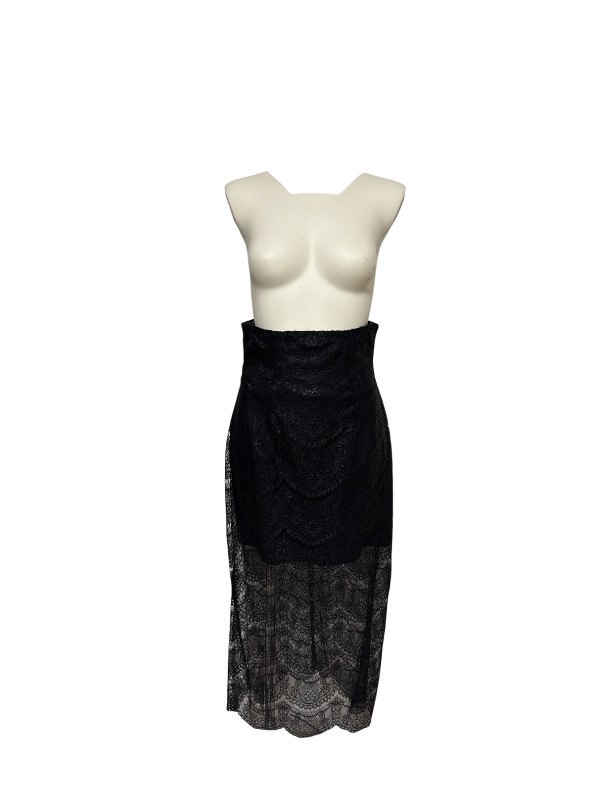 【Pre-Order】Scalloped Foiled Lace Skirt（BLK）