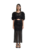 【Pre-Order】Puff-Sleeve Cropped Lace Top（BLK）
