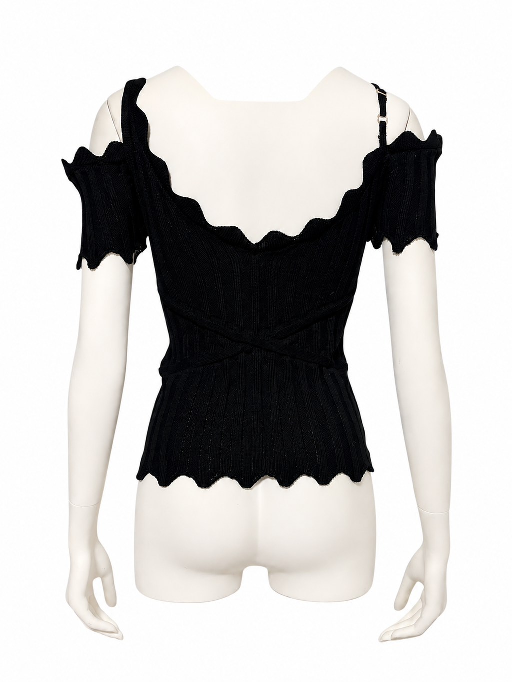 Dropped Shoulder Knit Top（BLK）