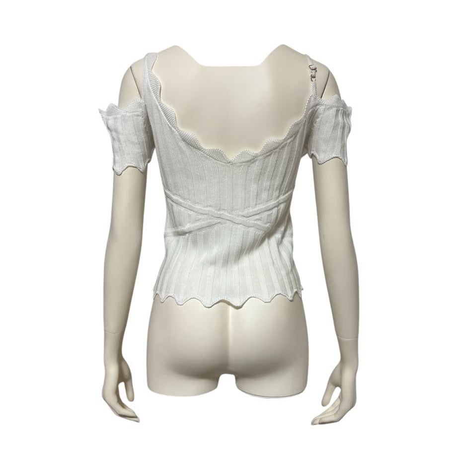 Dropped Shoulder Knit Top（WHT）