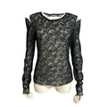 BOW PATTERN LACE LONG-SLEEVE TOP（BLK）