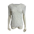 BOW PATTERN LACE HALF-SLEEVE TOP（WHT）